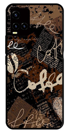 Coffee Pattern Metal Mobile Case for Vivo Y33s
