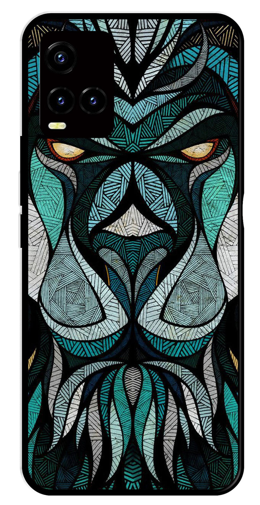 Lion Pattern Metal Mobile Case for Vivo Y21   (Design No -40)