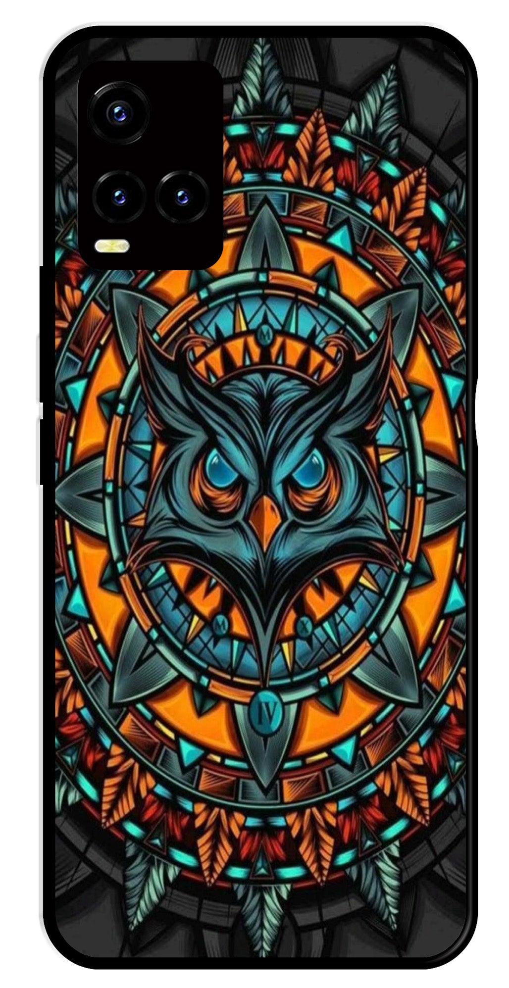 Owl Pattern Metal Mobile Case for Vivo Y33s   (Design No -42)