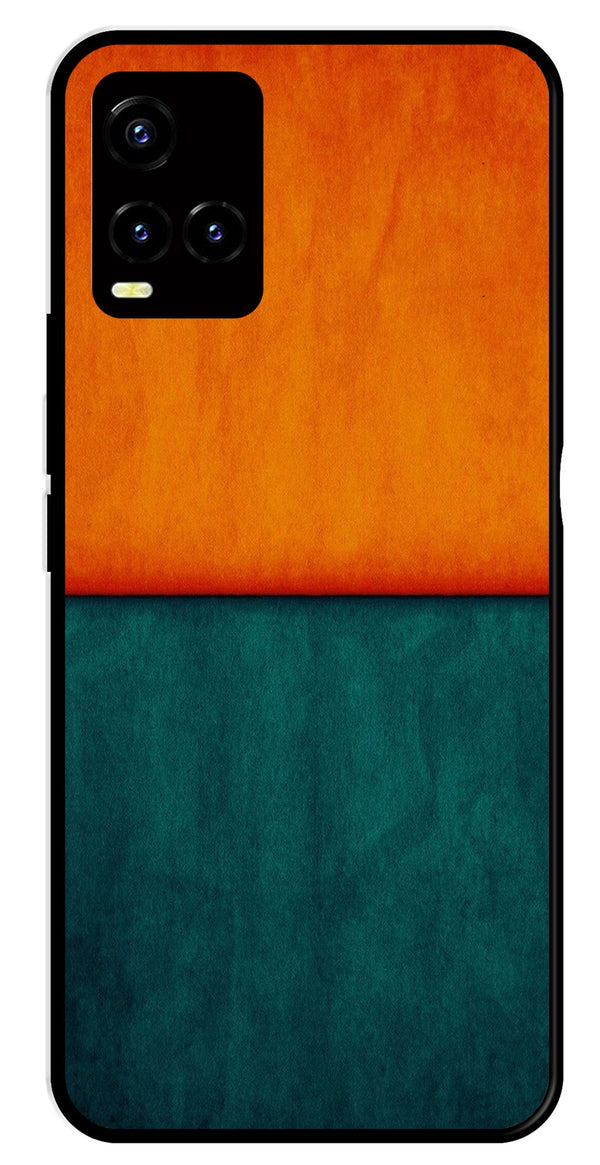 Orange Green Pattern Metal Mobile Case for Vivo Y32   (Design No -45)