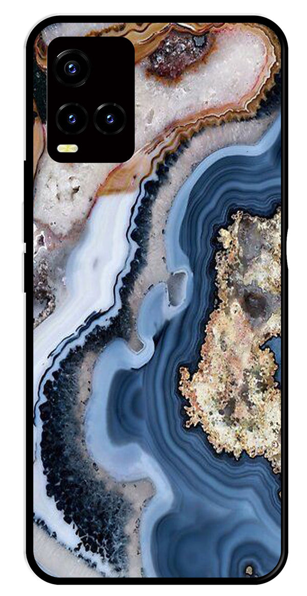 Marble Design Metal Mobile Case for Vivo Y21   (Design No -53)