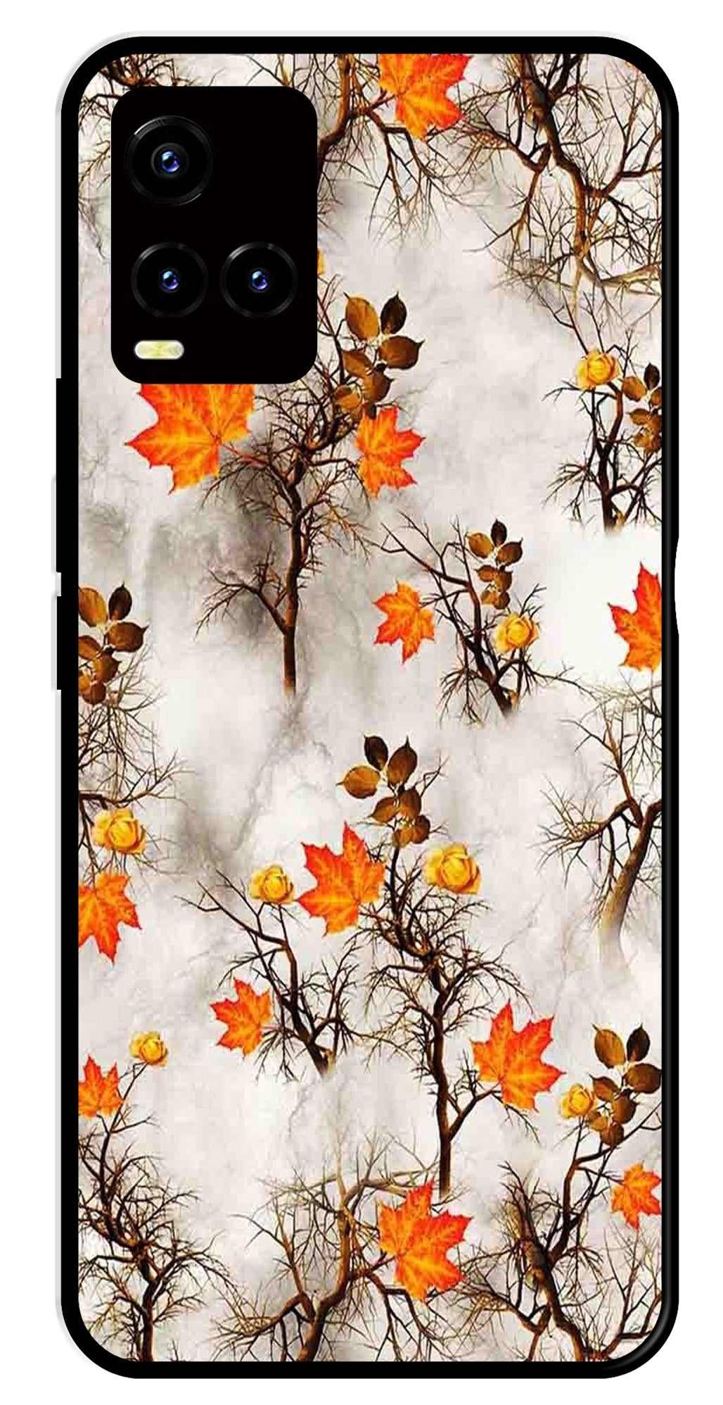 Autumn leaves Metal Mobile Case for Vivo Y32   (Design No -55)