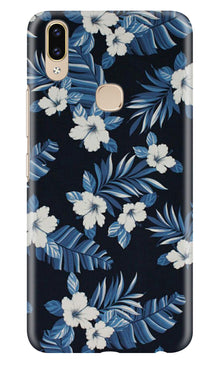 White flowers Blue Background2 Mobile Back Case for Zenfone 5z (Design - 15)