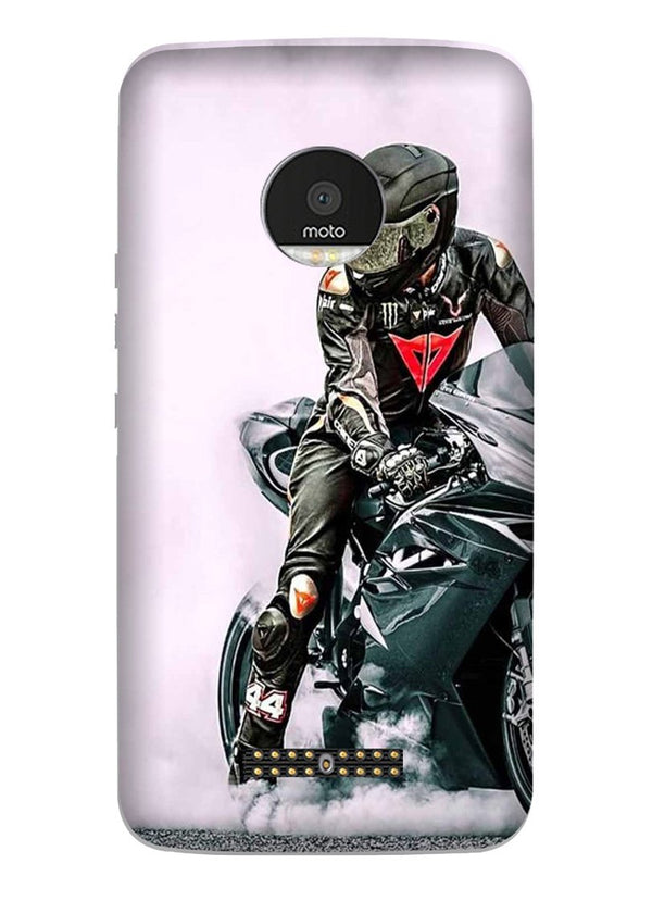 Biker Mobile Back Case for Moto Z3 Play (Design - 383)