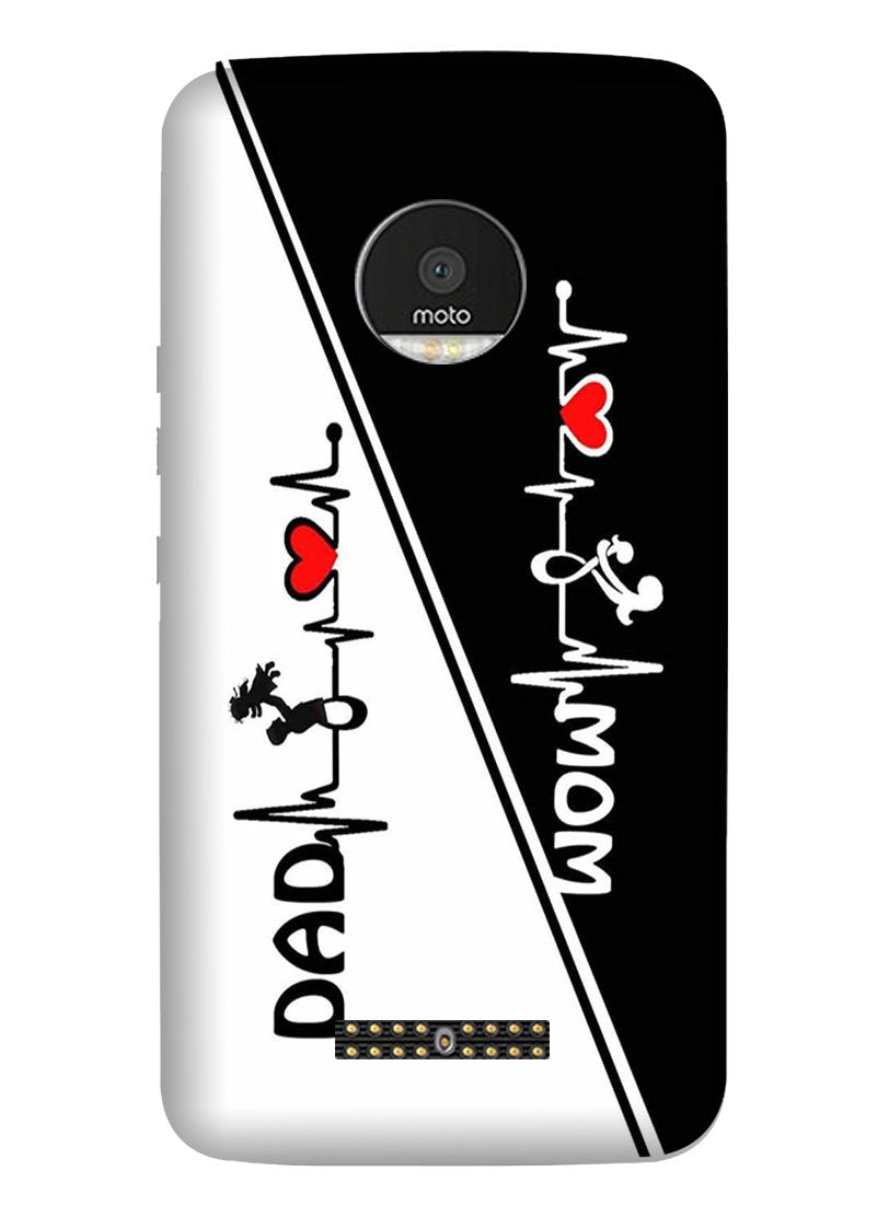 Love Mom Dad Mobile Back Case for Moto Z2 Play (Design - 385)
